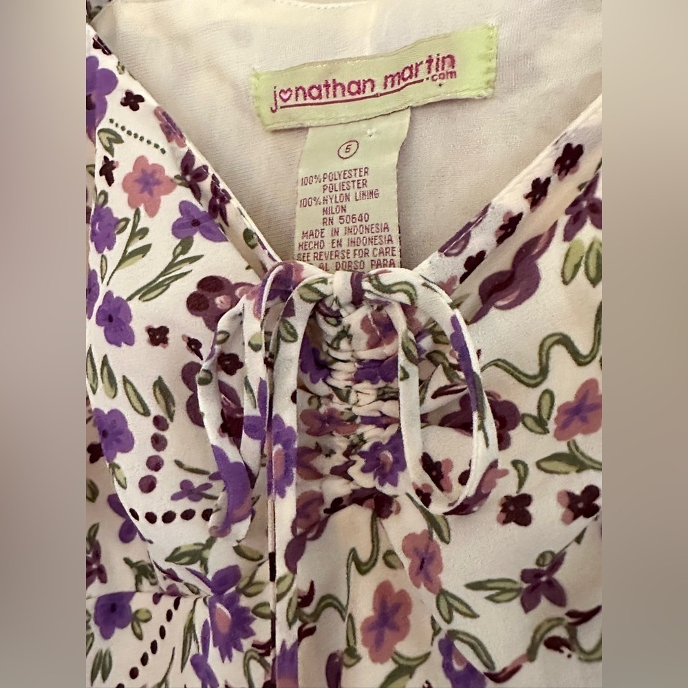 Y2K Vintage Purple Floral Ruffle Dress Ruched Cottagecore Coquette Sundress XS–S - Picture 4 of 9